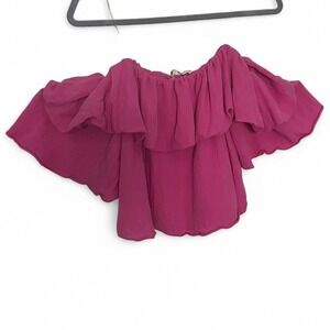 IMPECCABLE PIG PINK RUFFLE OFF THE SHOULDER BLOUSE